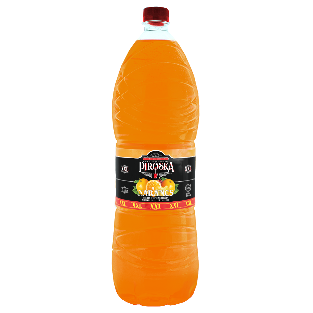 Piroska XXL narancs ízű gyümölcsszörp cukorral és édesítőszerrel 2L