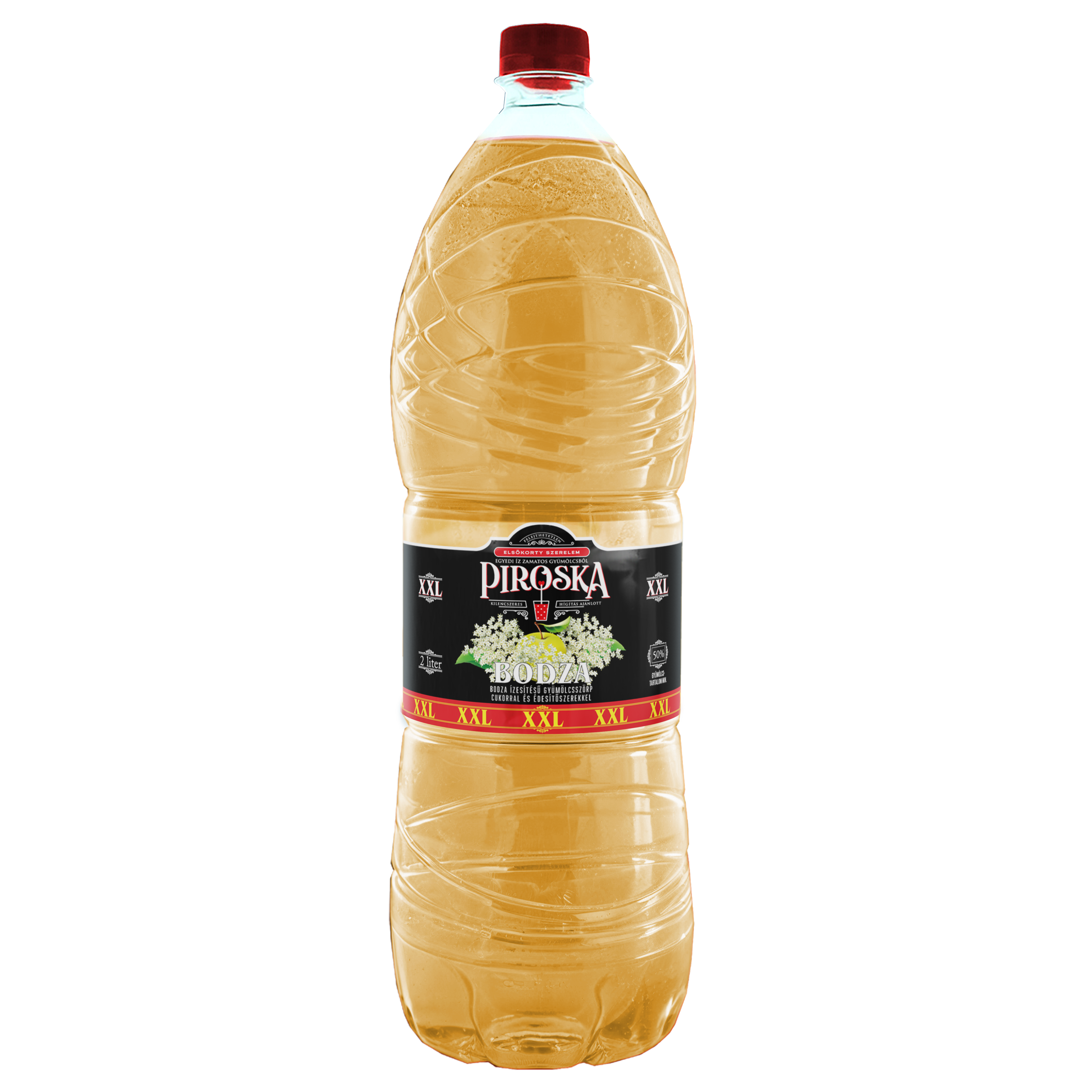 Piroska XXL bodza ízesítésű gyümölcsszörp cukorral és édesítőszerekkel 2L