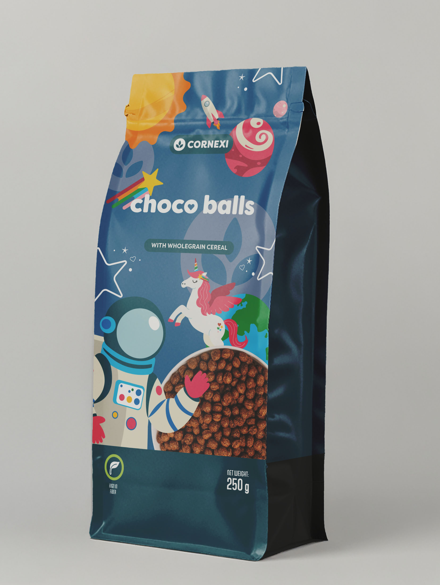 Cornexi Csokoládés gabonagolyó, teljes kiőrlésű gabonával 250g