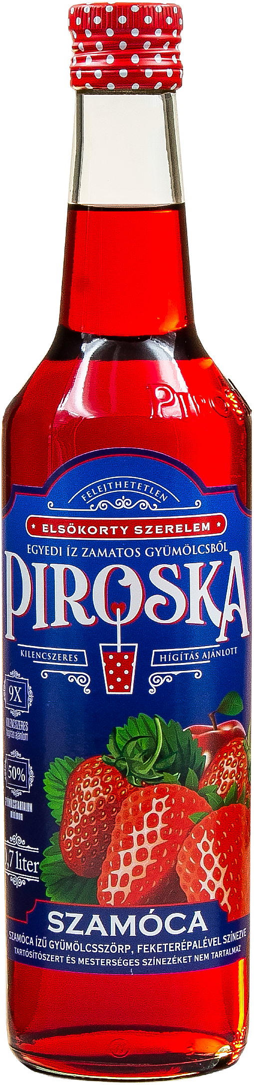Piroska szamóca ízű gyümölcsszörp 0,7 l