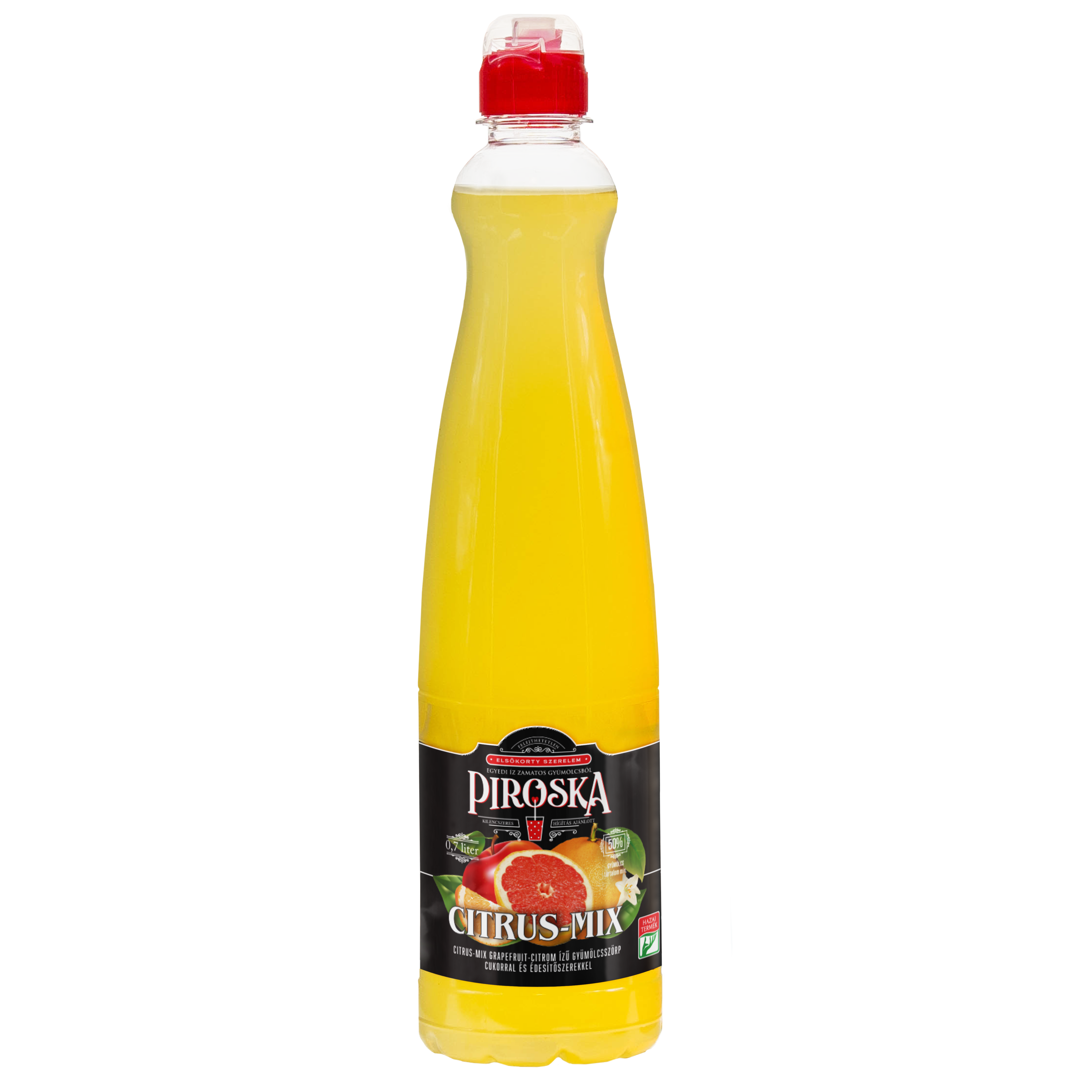 Piroska citrus-mix ízű gyümölcsszörp 0,7 l Pet palackban