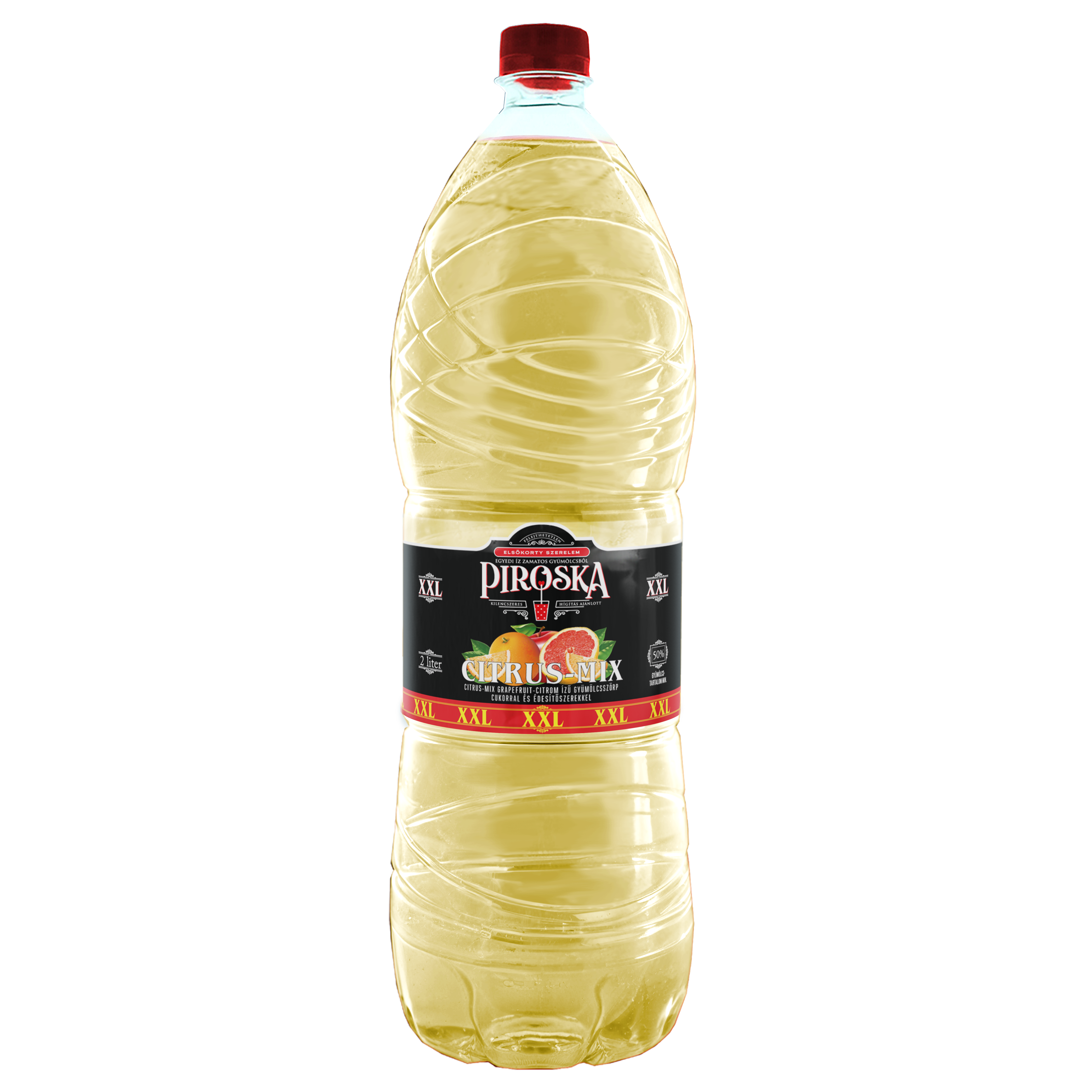 Piroska XXL citrus-mix grapefruit- citrom ízű gyümölcsszörp cukorral és édesítőszerrel 2L