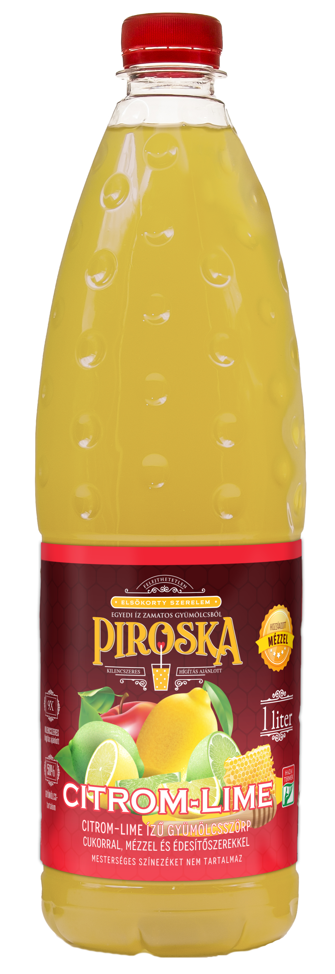 PIROSKA Citrom-lime ízű gyümölcsszörp mézzel 1l