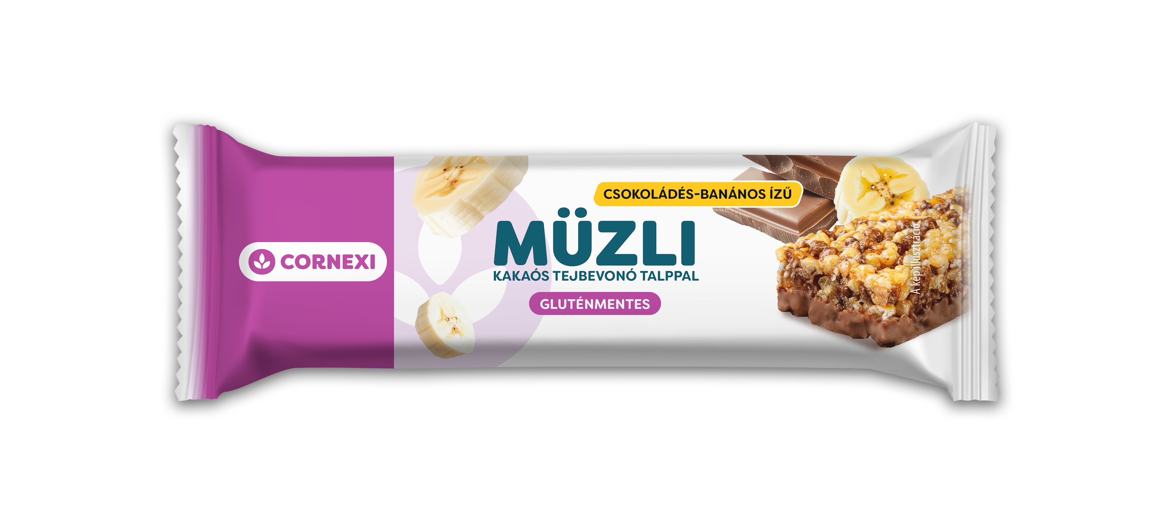 Cornexi Csokoládés-banános müzliszelet kakaós tejbevonó talppal, gluténmentes RSPO/MB 25g