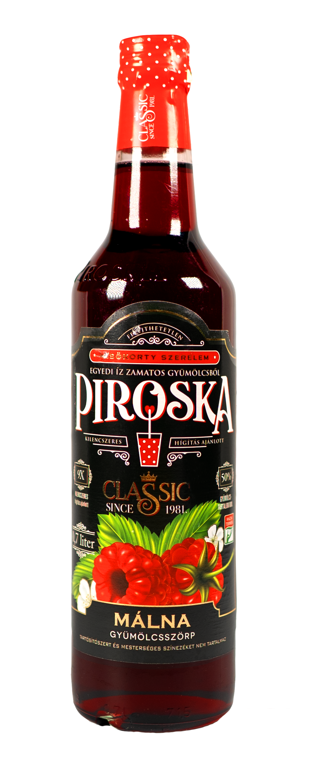 Piroska Classic málna gyümölcsszörp 0,7 l