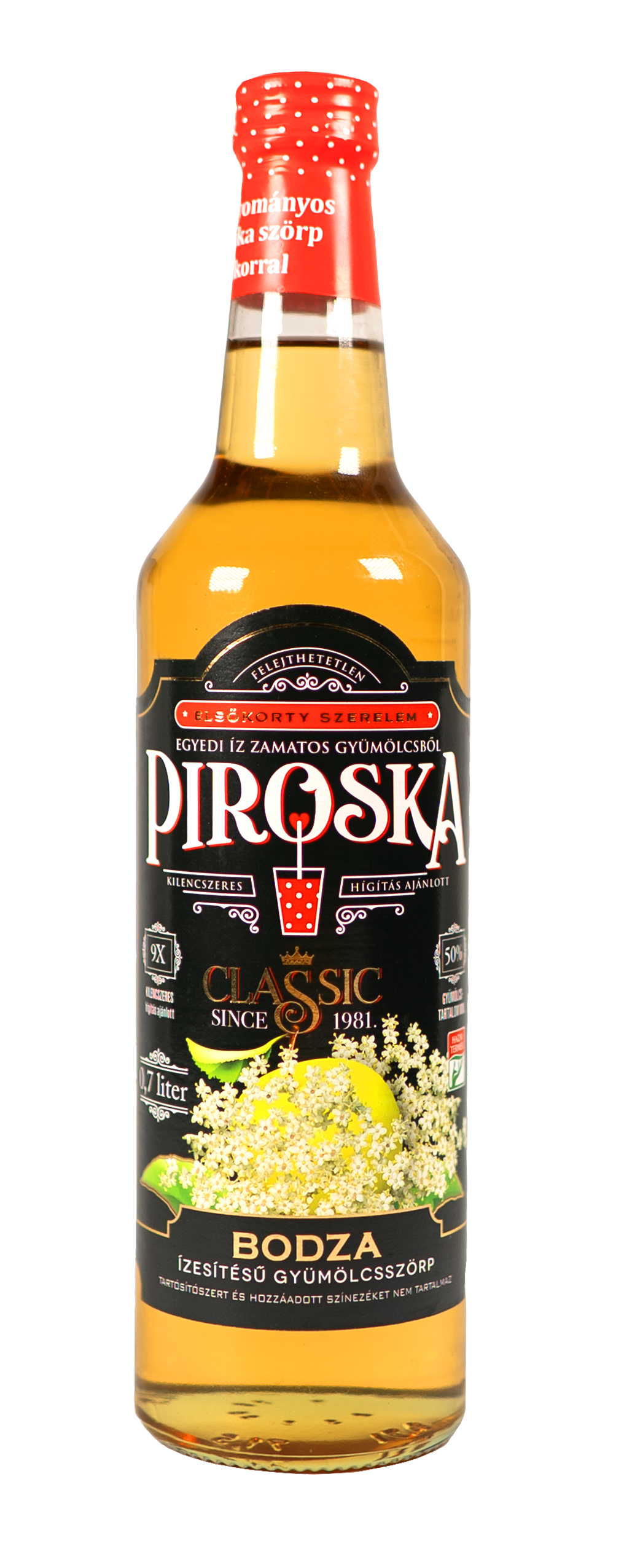Piroska Classic bodza ízesítésű gyümölcsszörp 0,7 l