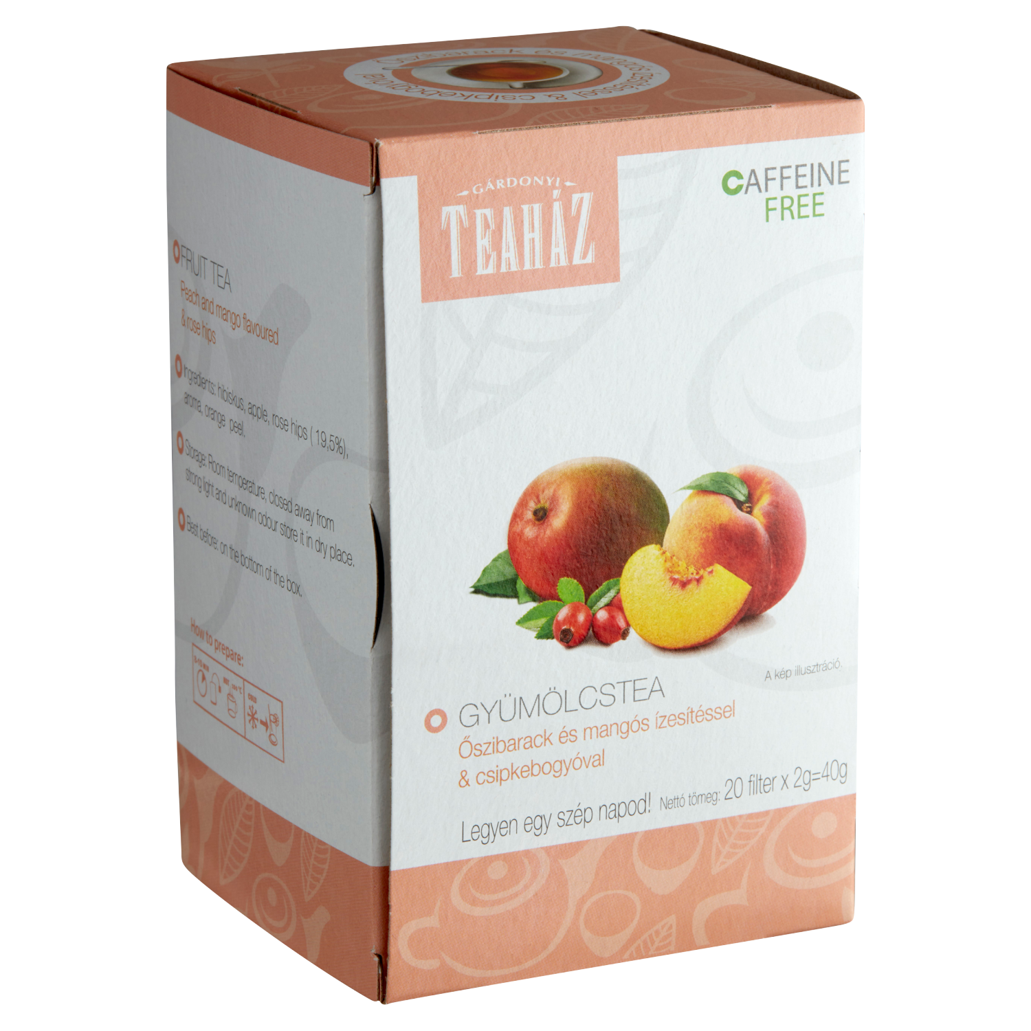 Gárdonyi Teaház gyümölcstea őszibarack, mangós ízesítéssel és csipkebogyóval 40g