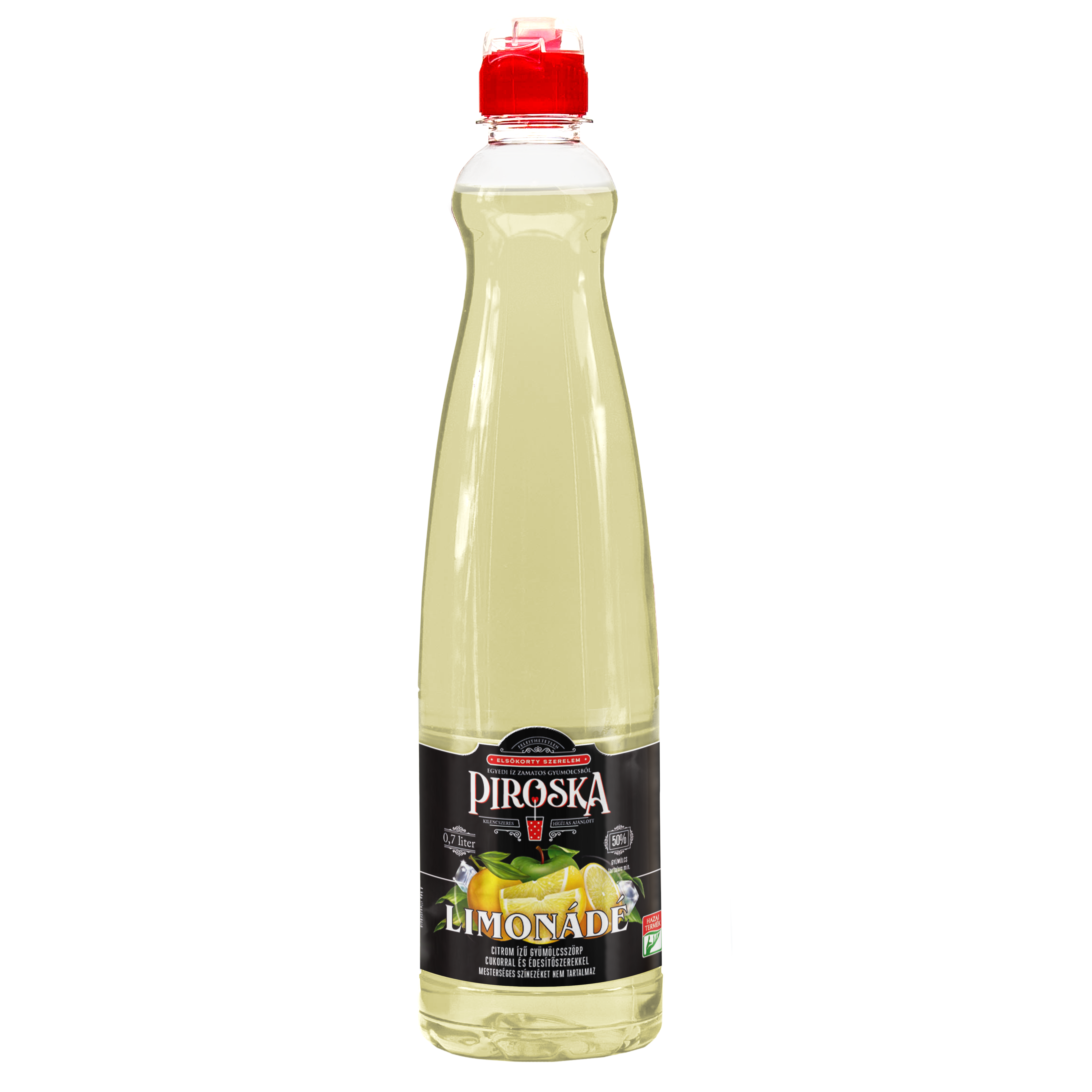Piroska limonádé, citrom ízű gyümölcsszörp cukorral, édesítőszerekkel 0,7l