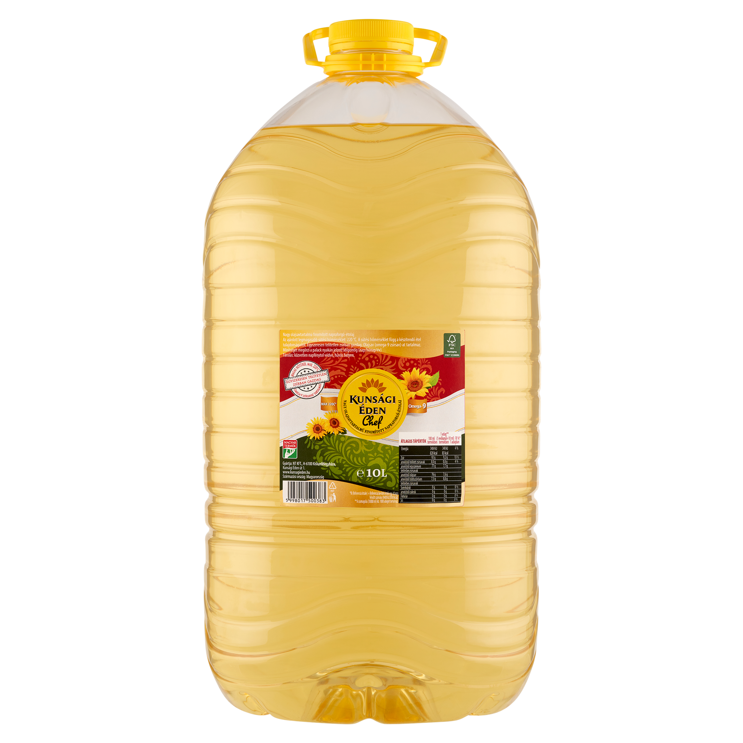 Kunsági Éden Chef nagy olajsav tartalmú finomított napraforgó-étolaj 10l