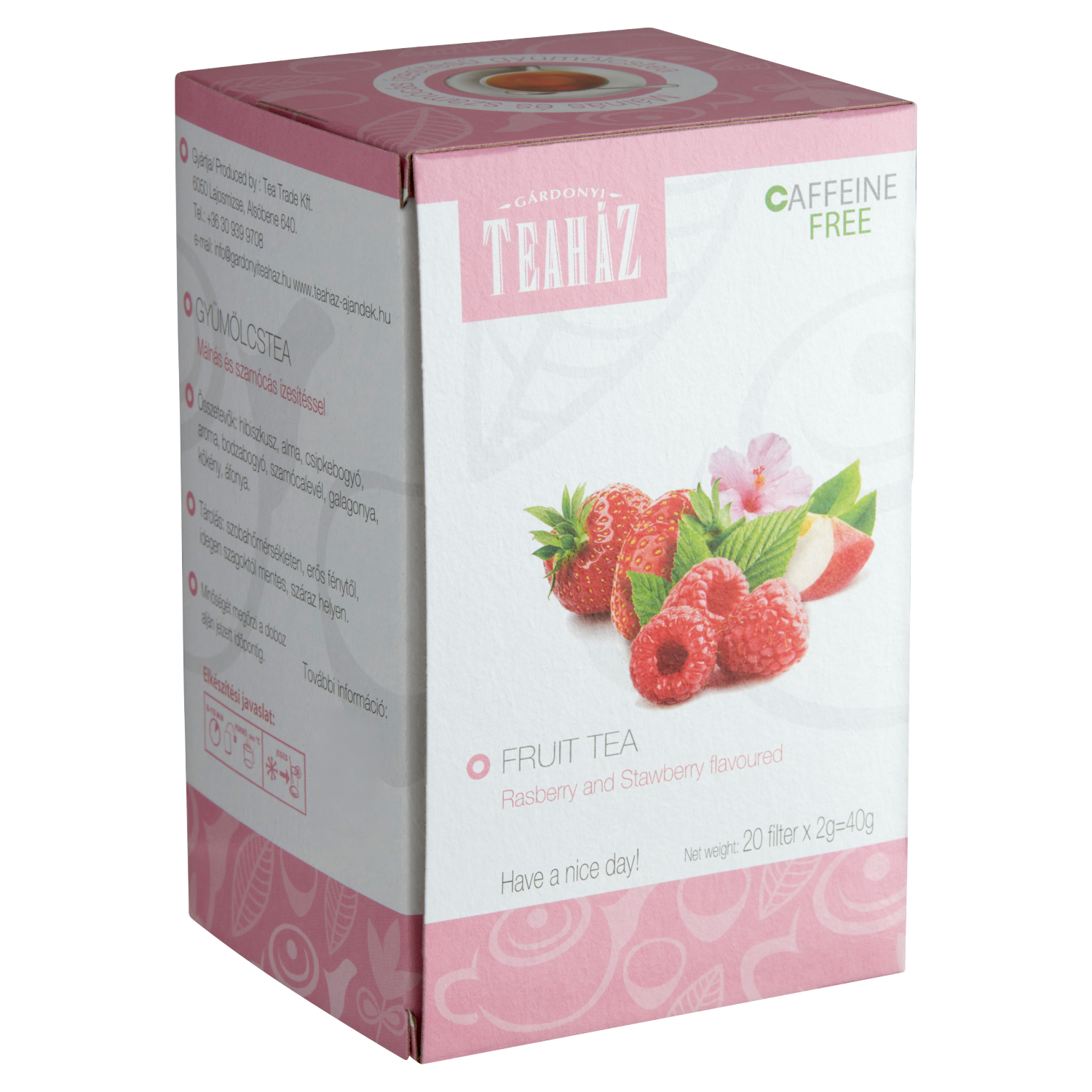 Gárdonyi Teaház gyümölcstea málnás és szamócás ízesítéssel 40g