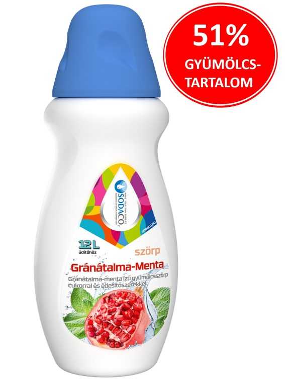 Gránátalma-Menta ízű szörp, 1:23, 500 ml